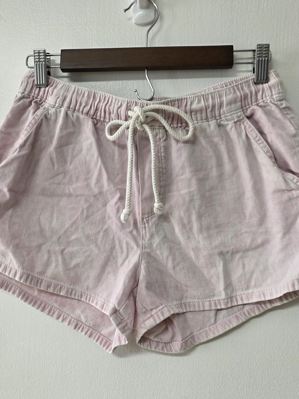 Women's  Aerie Pink Drawstring Linen-Blend Shorts